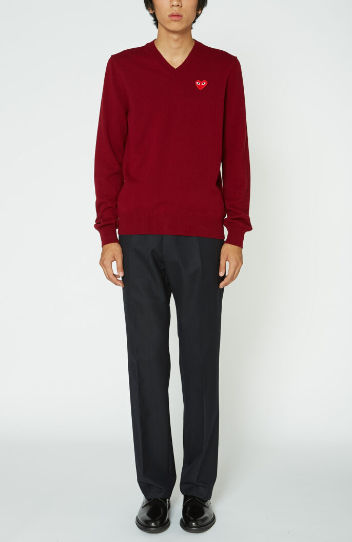 Comme des garcons Play Pullover dunkelrot rotes herz
