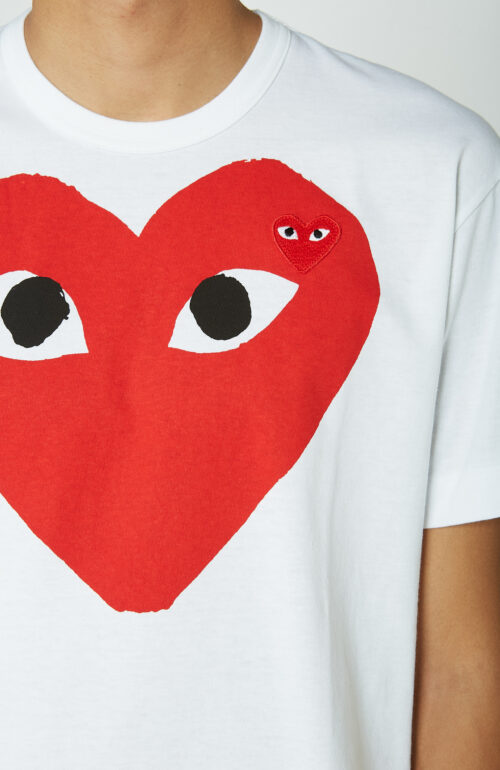 Comme des Garcons Play weißes T-shirt großes rotes herz