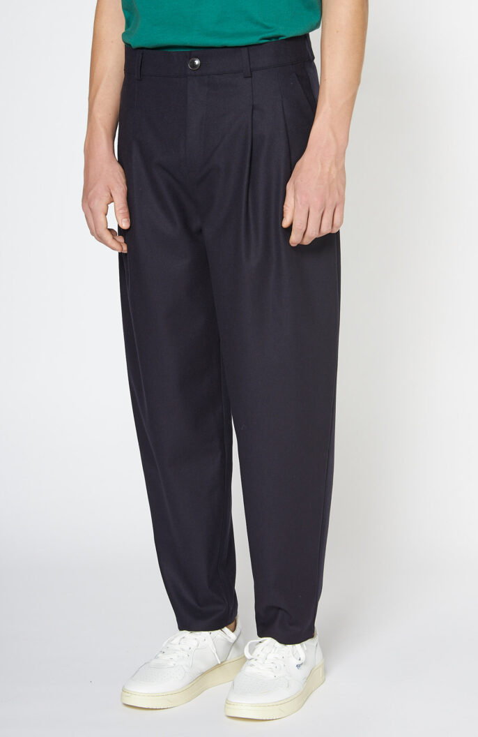 A Kind of Guise Pleated wide trouser pants dark blue