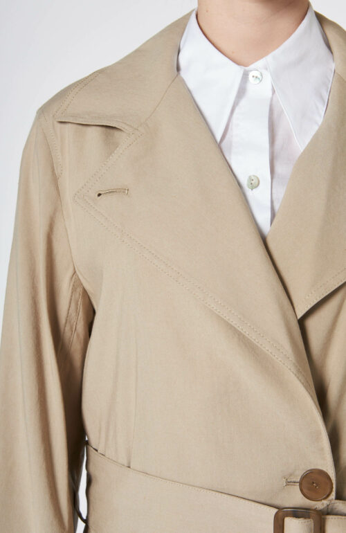 Linen blend short trench jacket