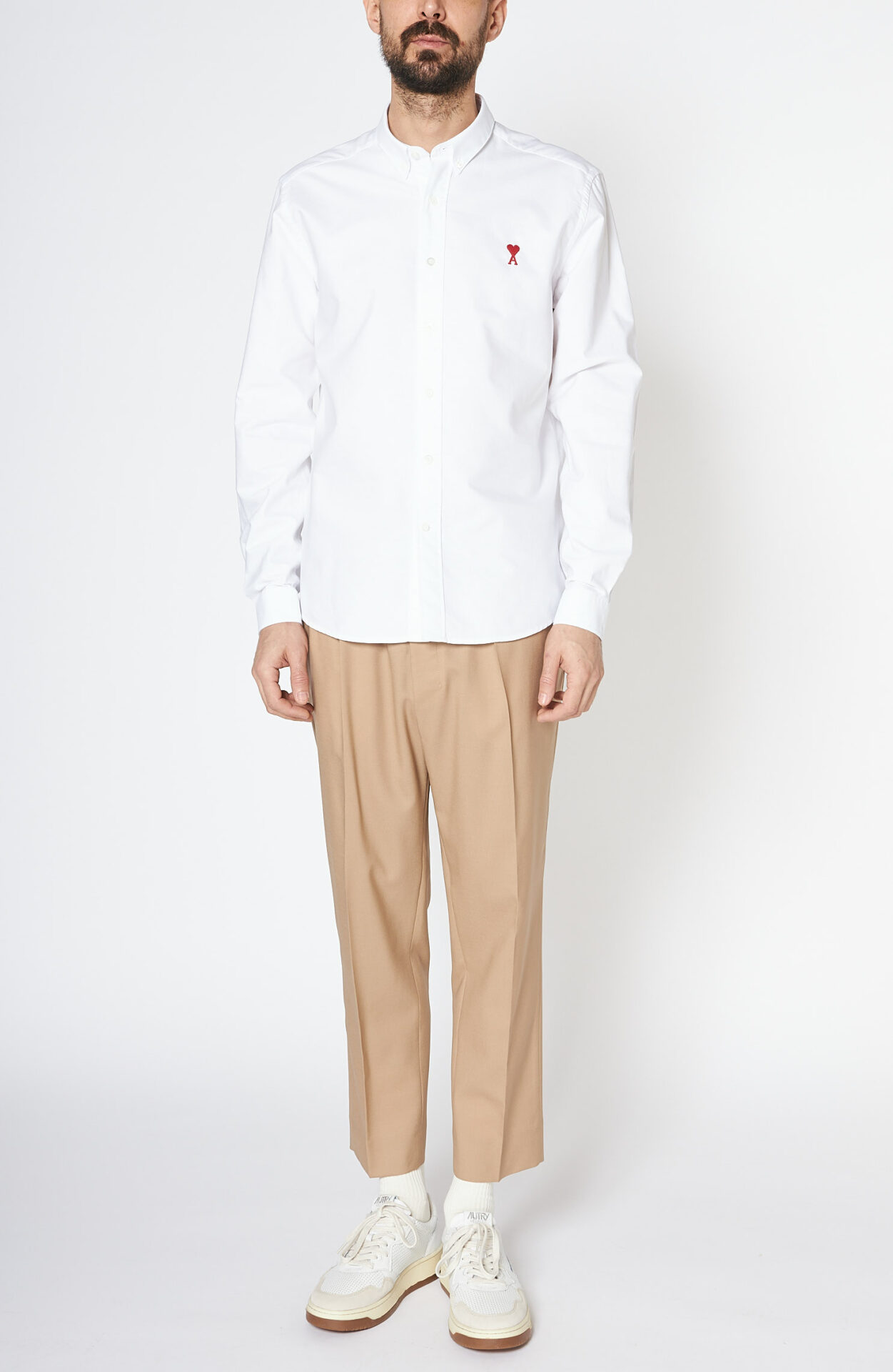 AMI Paris - White button down shirt with red heart - Schwittenberg