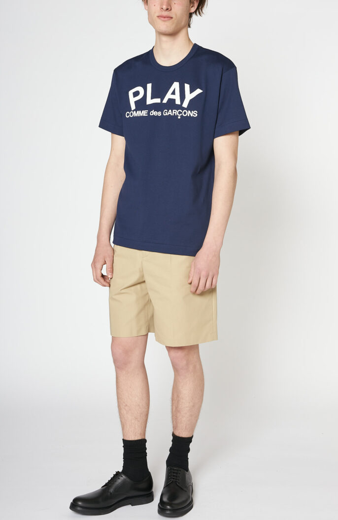 Dunkelblaues T-Shirt „Play“ mit Logoprint