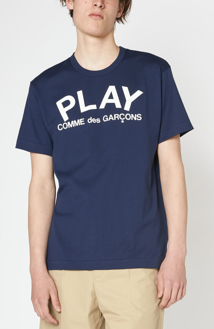 Dunkelblaues T-Shirt „Play“ mit Logoprint