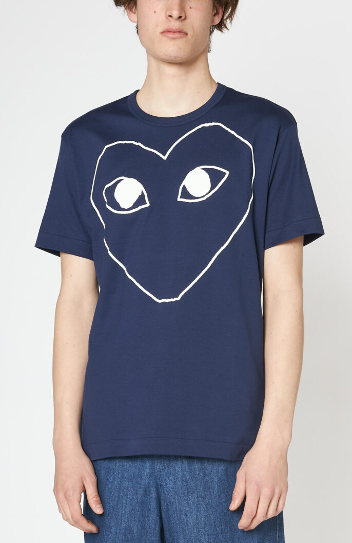 Dunkelblaues T-Shirt mit großem Herz-Print