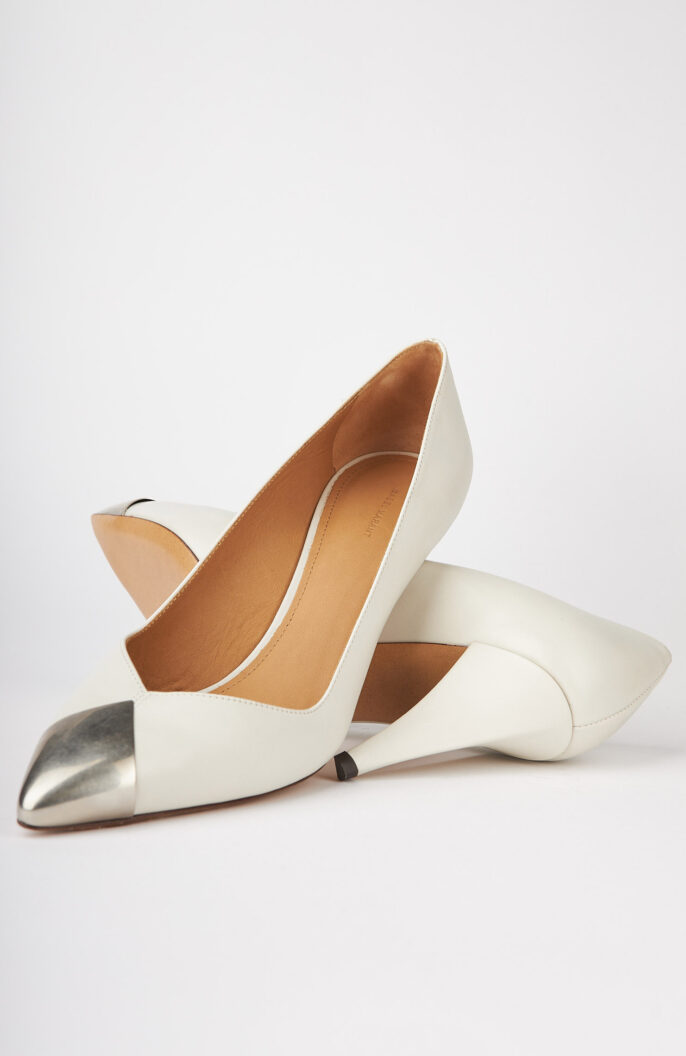 Pumps "Palda" in white with silver cap