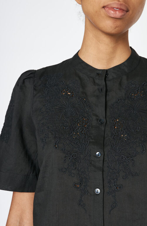 Black blouse "Reina" with short sleeve