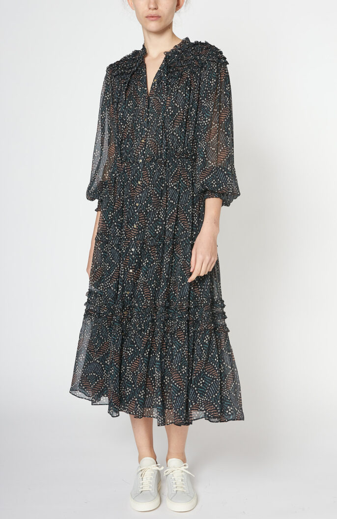 Dunkelblaues Kleid "Brielle" mit Print