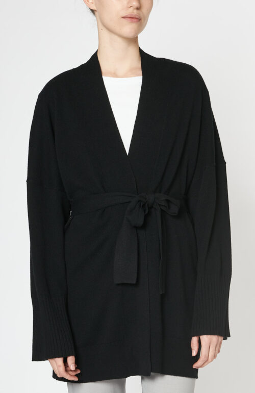 Schwarze "Mackenzie Kimono" Strickjacke aus Kaschmir
