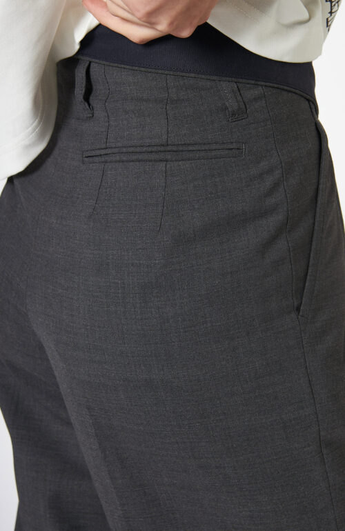 Dark gray pants with folded waistband