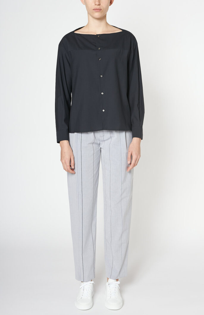 Grey pants "Fatima" with fine stripes of cotton