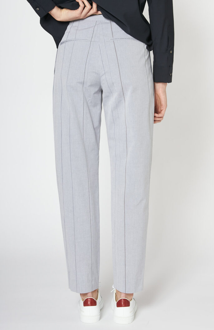 Grey pants "Fatima" with fine stripes of cotton