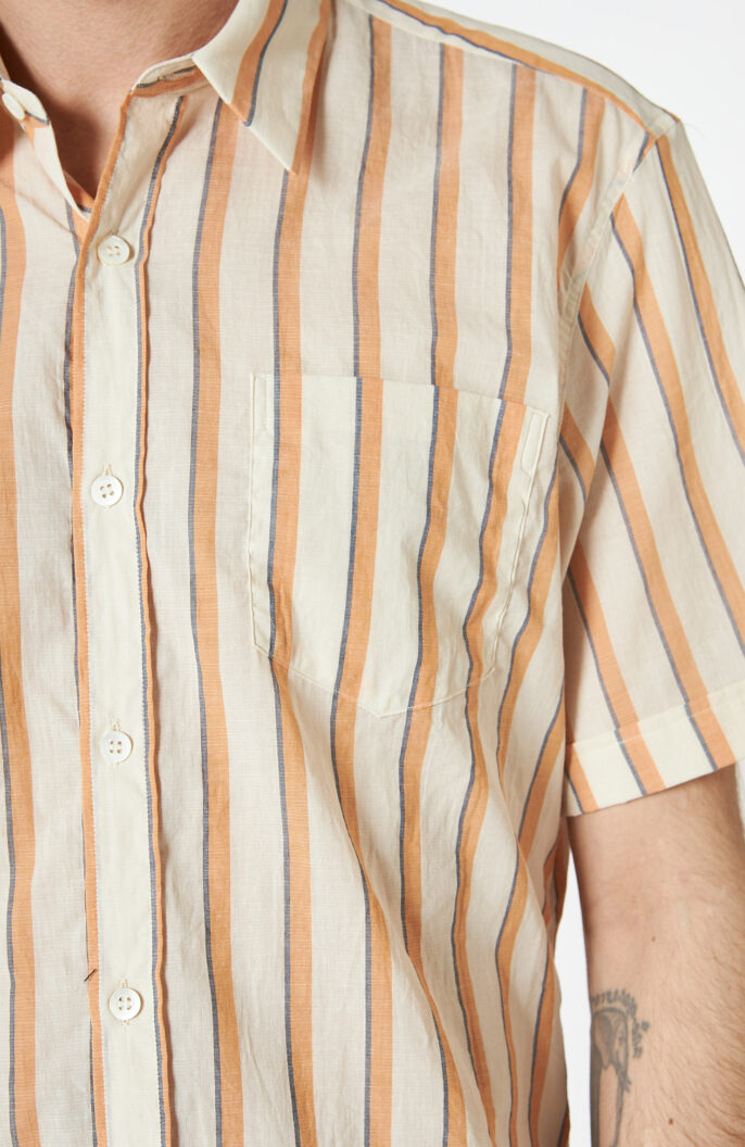Peach striped short sleeve shirt "Cheneys"