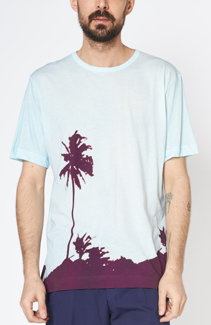 Hellblaues T-Shirt „Habba“ mit Palmendruck