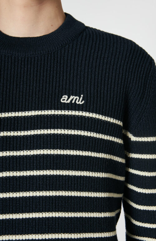 Dark blue sweater "Mariniere" with white stripes