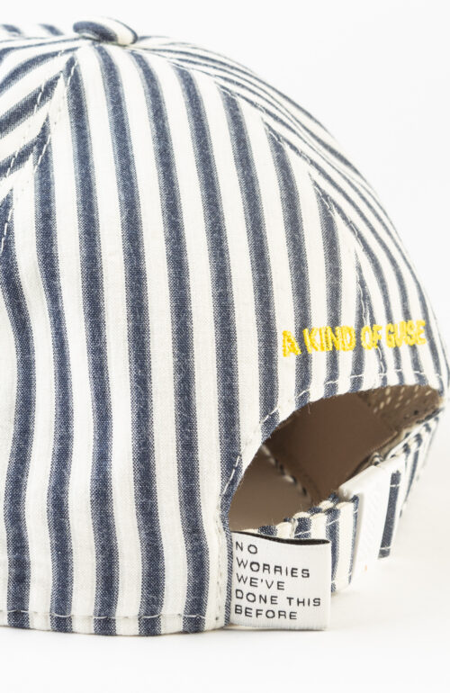 Blue and white striped "Chamar Cap" from seersucker