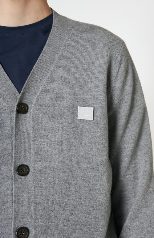 Gray cardigan "Keve Face" in wool