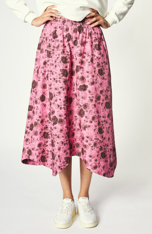 Poplin midi skirt in pink