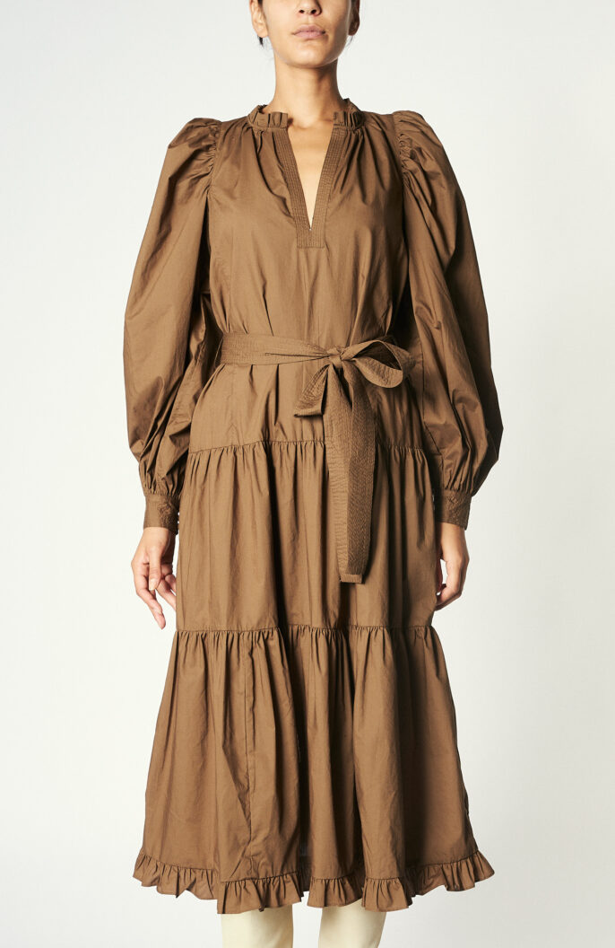 Brown cotton poplin dress "Dolores