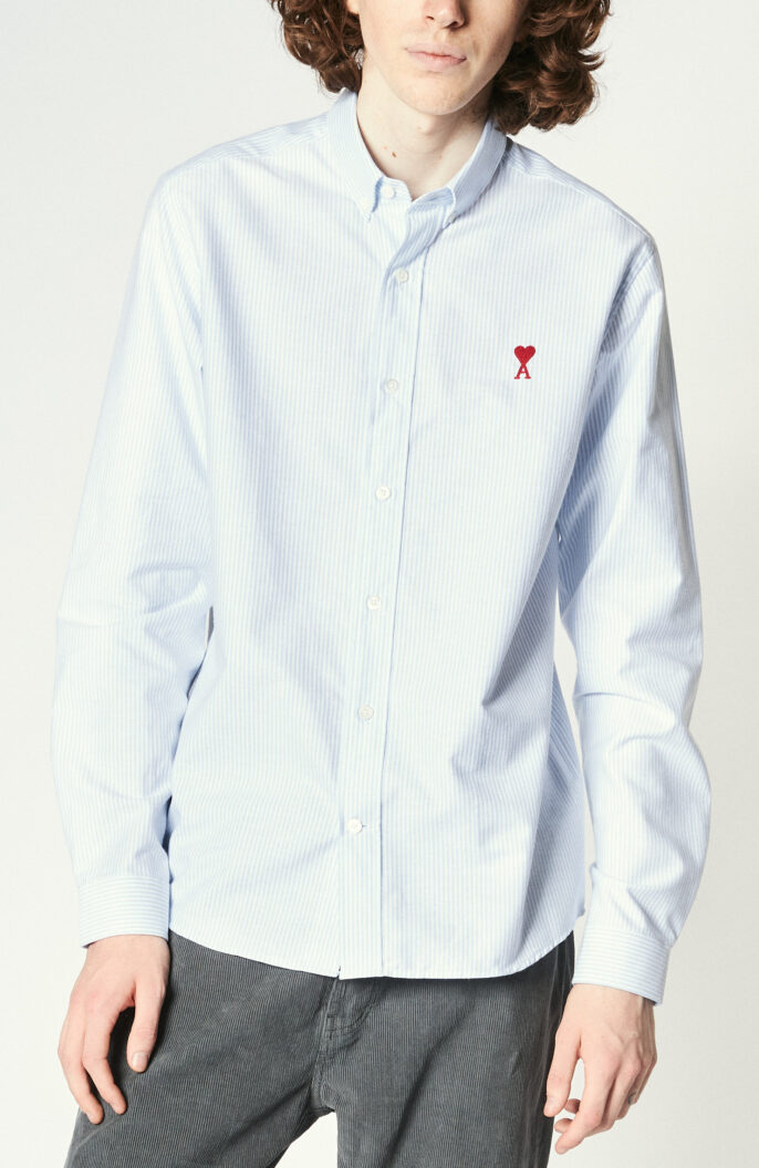 Blau-weiß gestreiftes Oxfoed-Hemd mit Button-Down Kragen