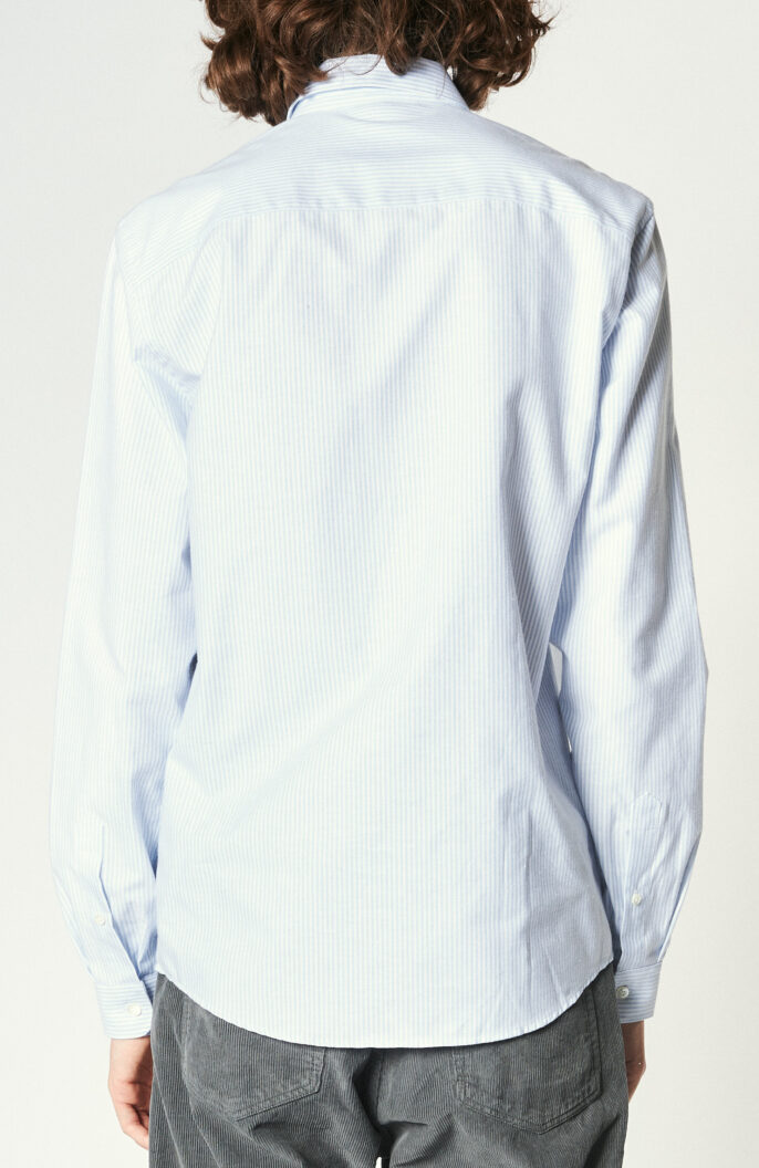 Blue and white striped Oxfoed shirt with button down collar