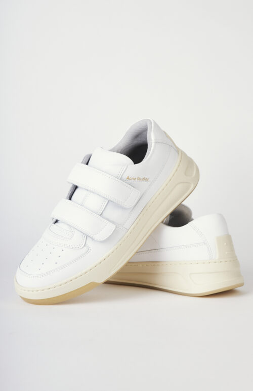 Kalbsleder-Sneakers "Steffey" in Weiß/Creme