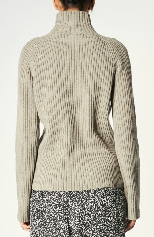 Taupe turtleneck sweater "Kanoni" virgin wool