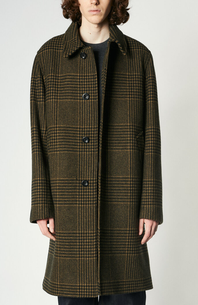 Yellow-brown plaid wool coat "Rover