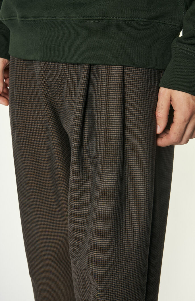 Braun-karierte Hose "Pleated Wide Trouser"