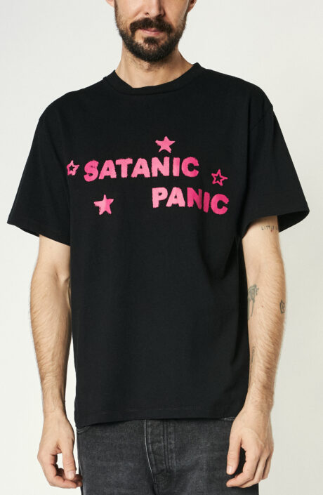 Schwarzes T-Shirt "Satanic Panic" mit Print