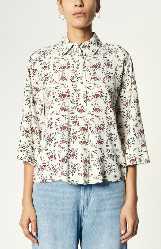 Cream shirt with floral print