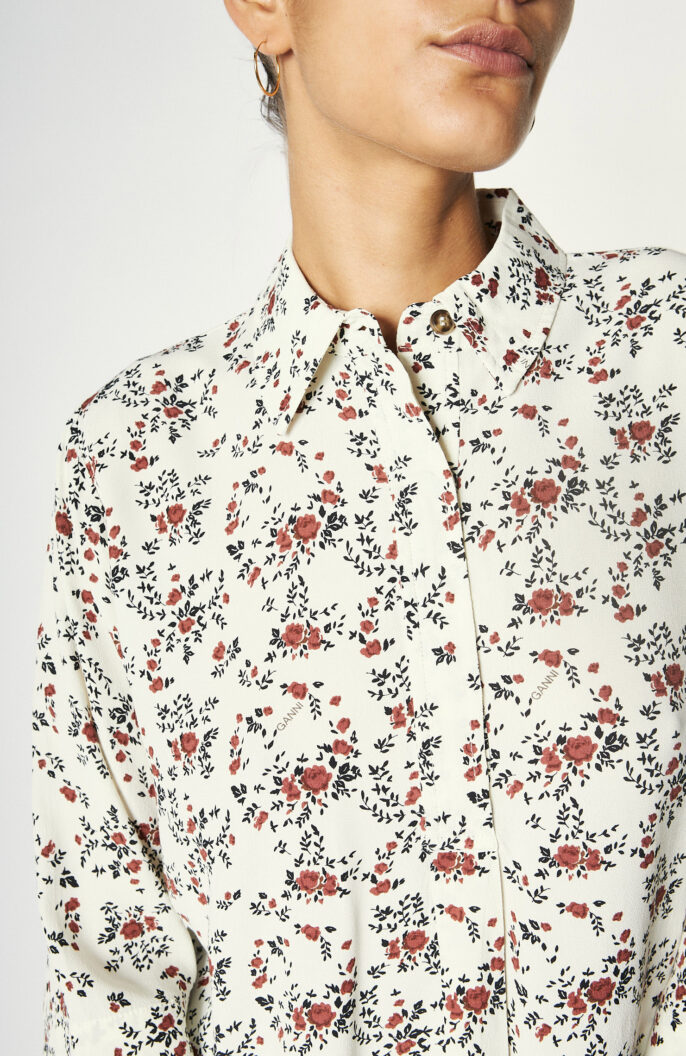 Cream shirt with floral print