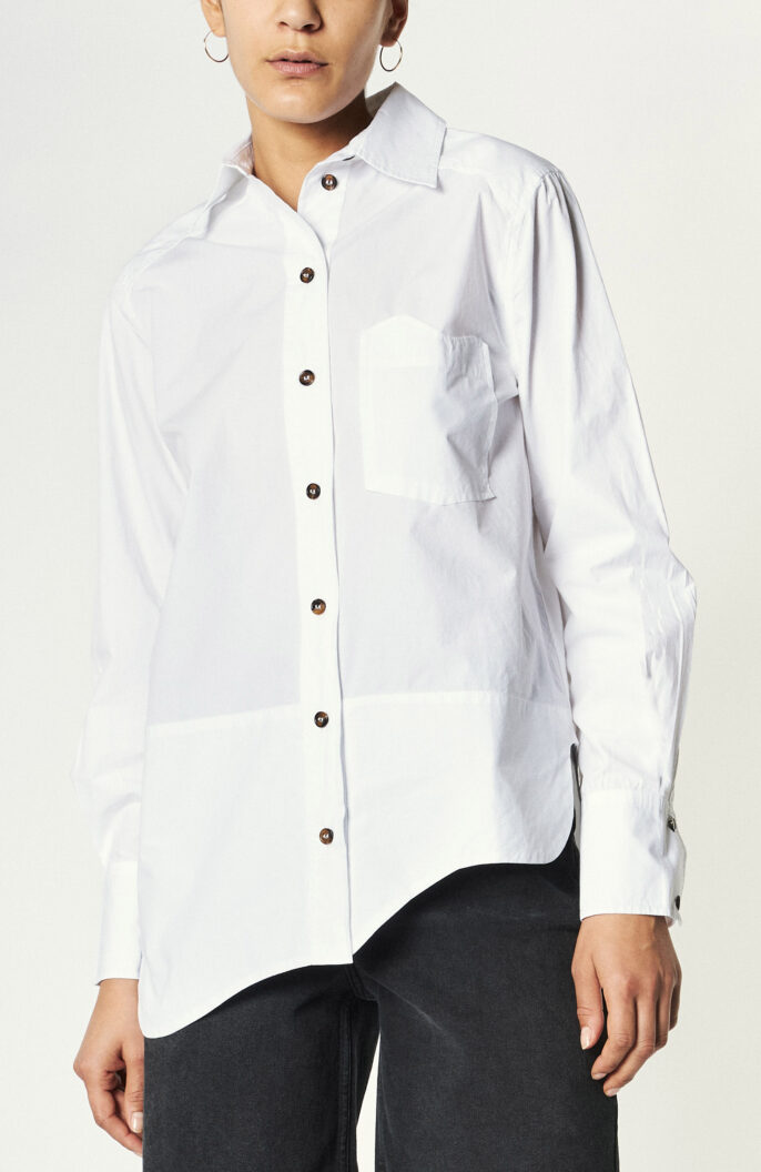 Weißes Hemd aus Baumwolle mit asymmetrischem Saum