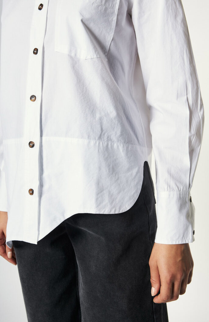 White cotton shirt with asymmetrical hemline