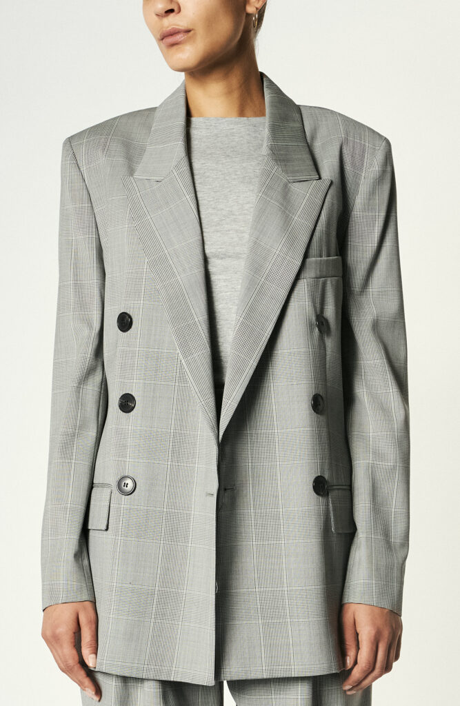 Grey plaid jacket "Noleagan" virgin wool
