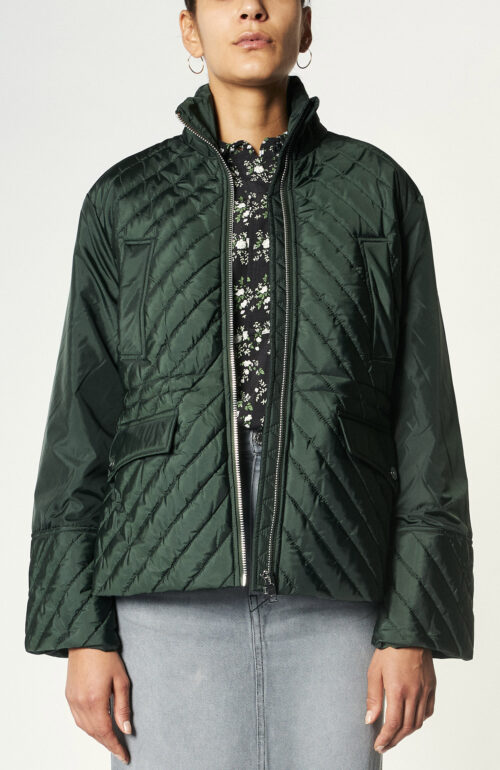 Green recycled polyester quilted jacket