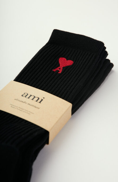 Schwarze Socken mit rotem Herz (3er Pack)