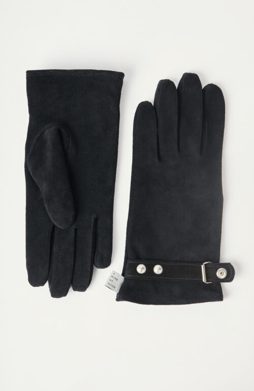 Schwarze Handschuhe "Oreti" aus Velourseder