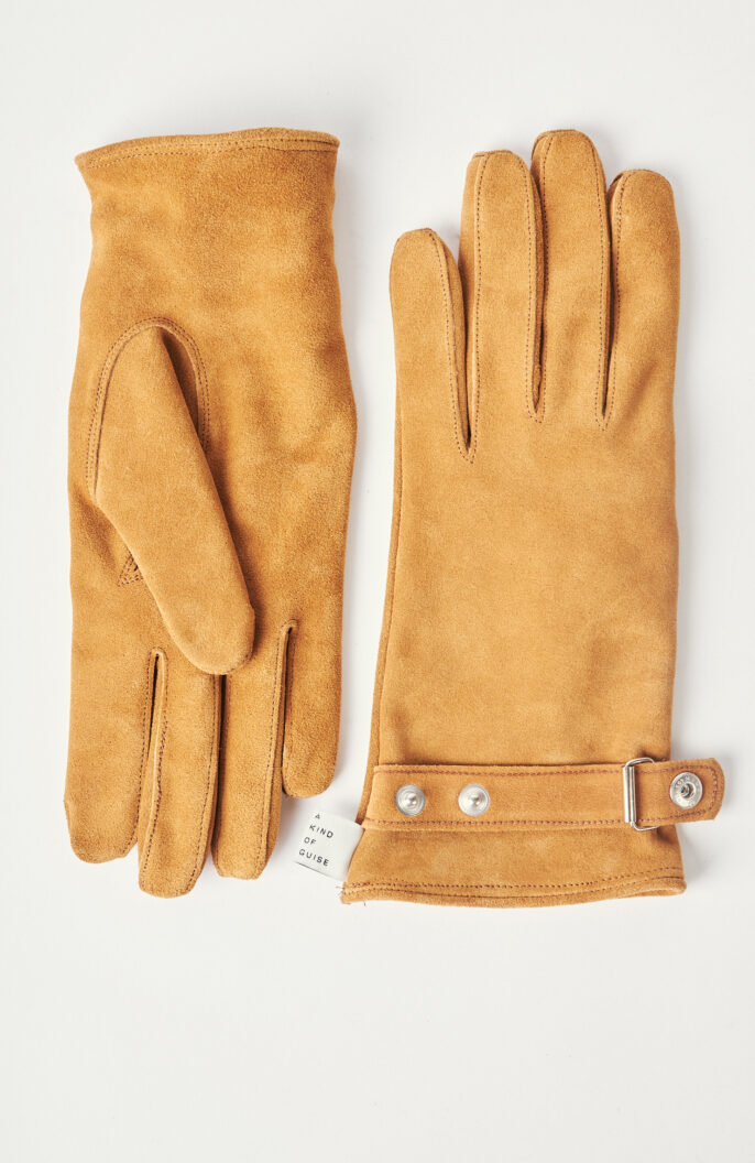 Cognacfarbene Handschuhe "Oreti" aus Velourseder