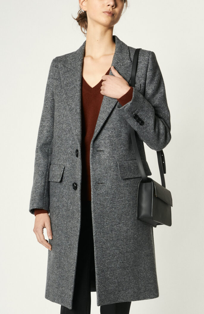 Two Buttons Coat in Dark Grey