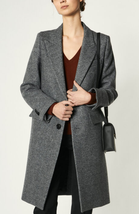 Two Buttons Coat in Dark Grey