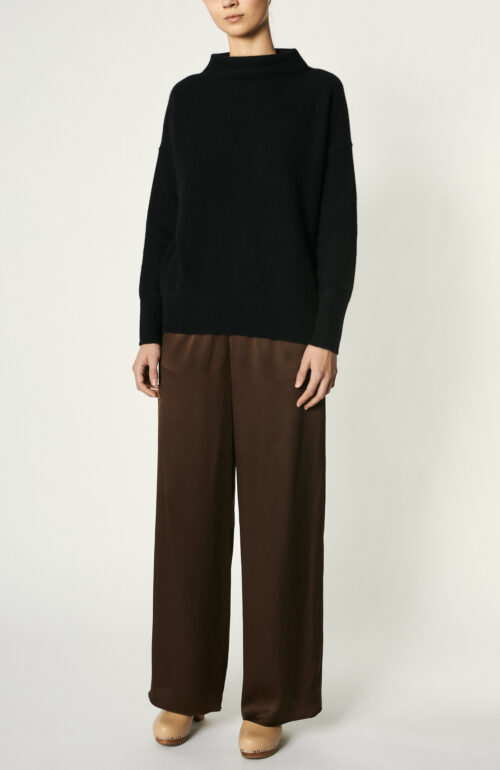 Silk Pajama Pant in Black Almond