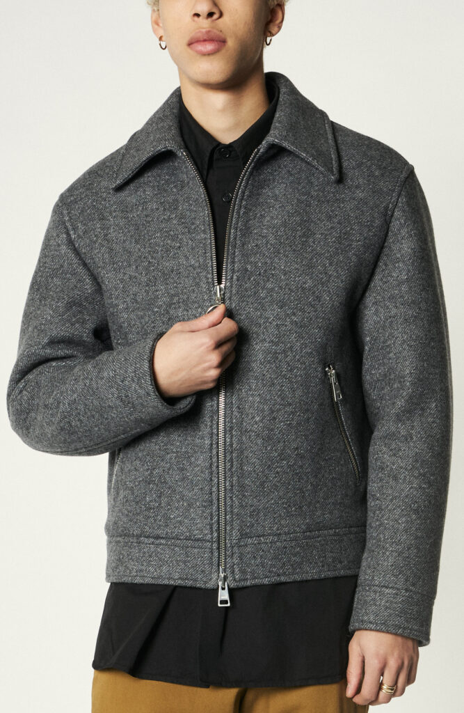 Boxy Jacket With Zipped Pockets In Dark Grey