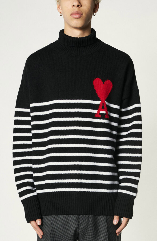 Striped Oversize Funnel Neck Sweater