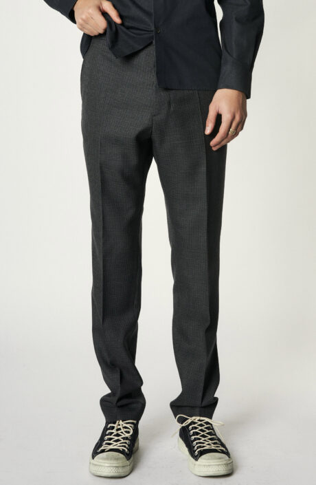 Houndstooth Cigarette Fit Trousers in Grey/Black