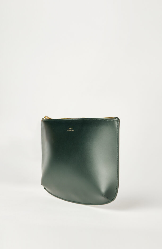 Dark green leather clutch "Sarah