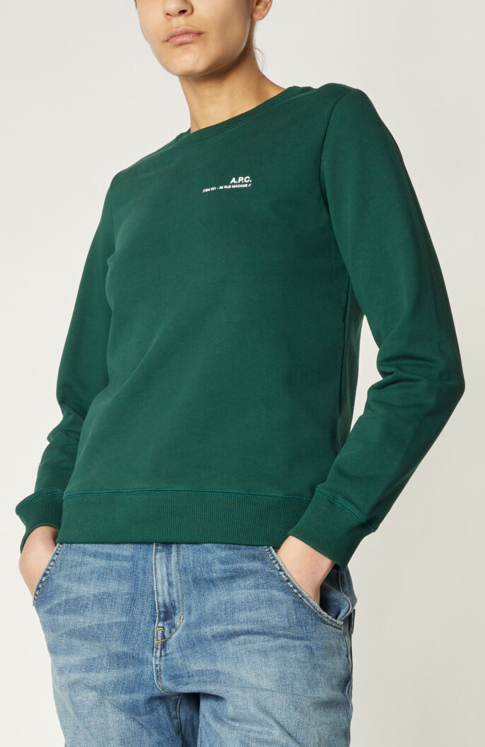 Dunkelgrüner Sweater "Item" mit Logo Print