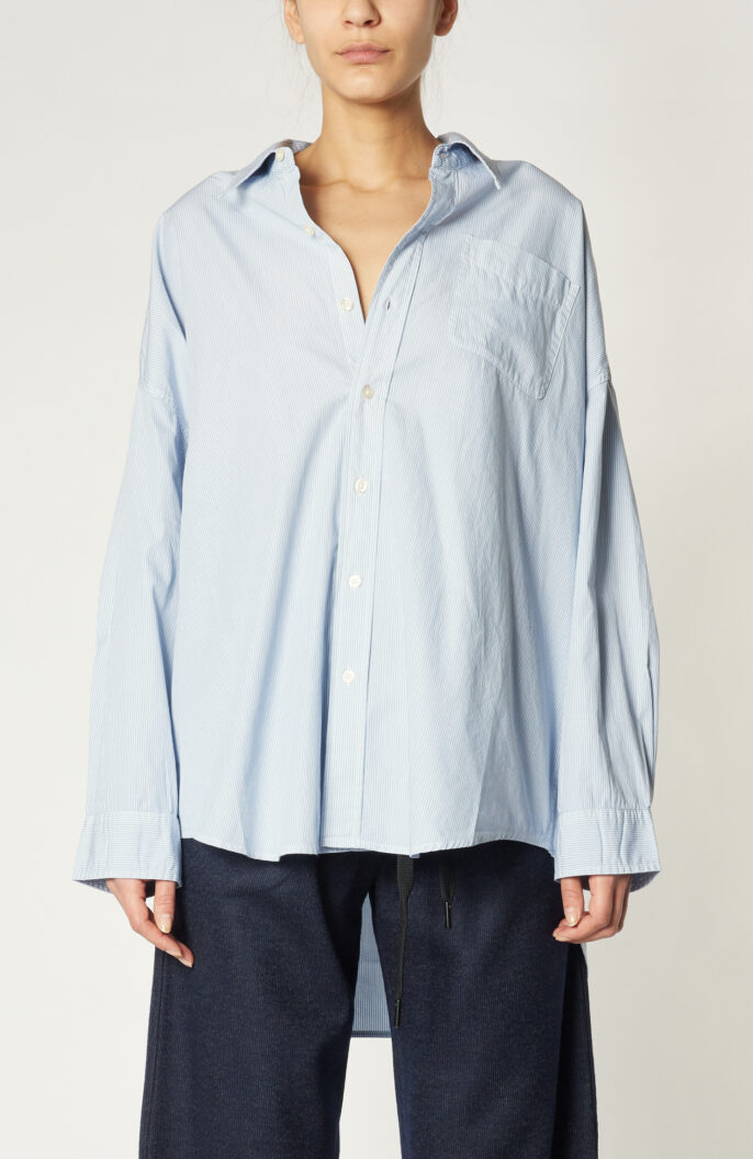 Blau/weiß gestreifte Bluse "Drop Neck Oxford Shirt"