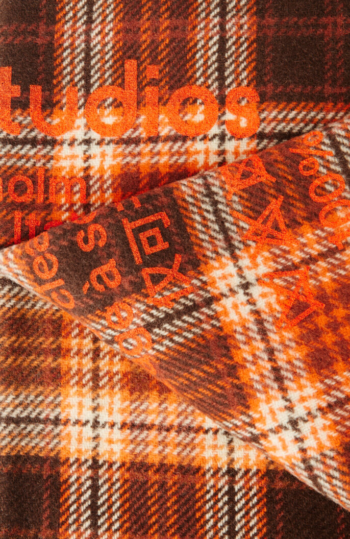 Braun-orange karierter Schal "110" aus Wolle
