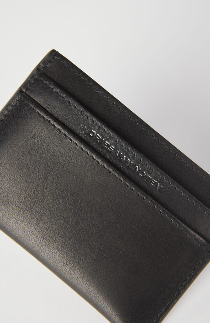 Black leather card case