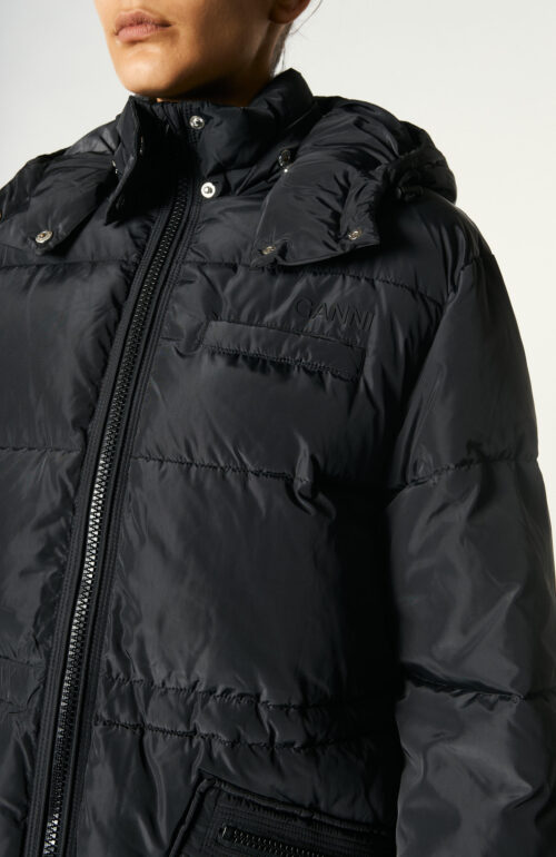Black recycled polyester puffer jacket